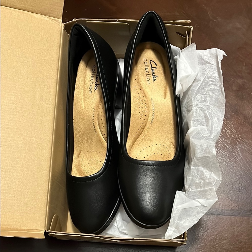 Clarks Black Heels Classic Design
